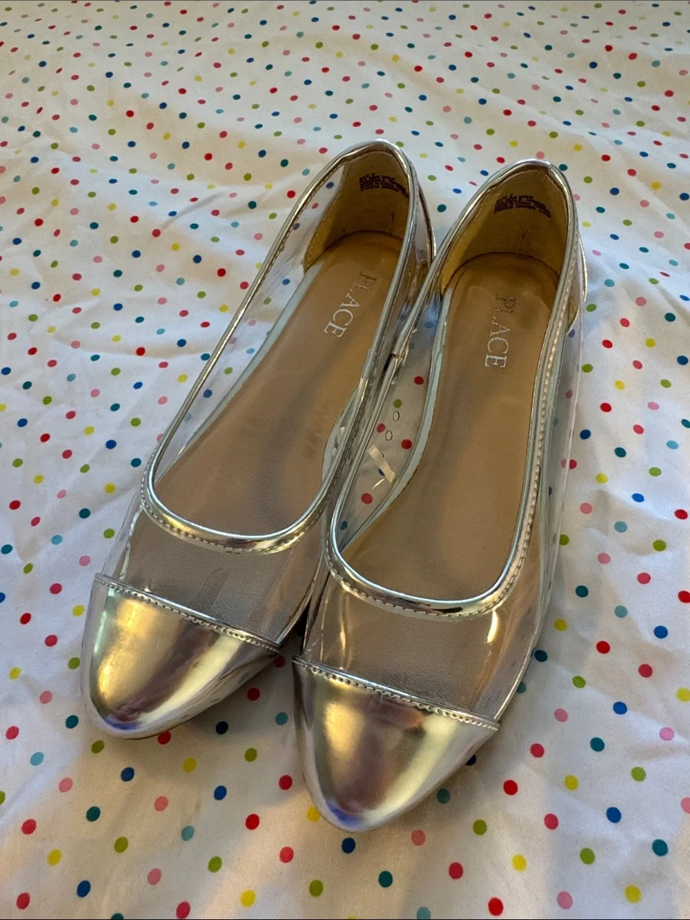 The Children's Place Silver Clear Cap-Toe Flats EUC